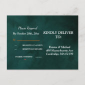 エメラルドモダングリーンと葉RSVP rsvpポストカード インビテーションポストカード (裏面)