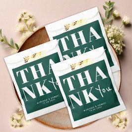 エメラルドモダングリーンはっきりしたサンキューウェディングパーティー フェイバーバッグ