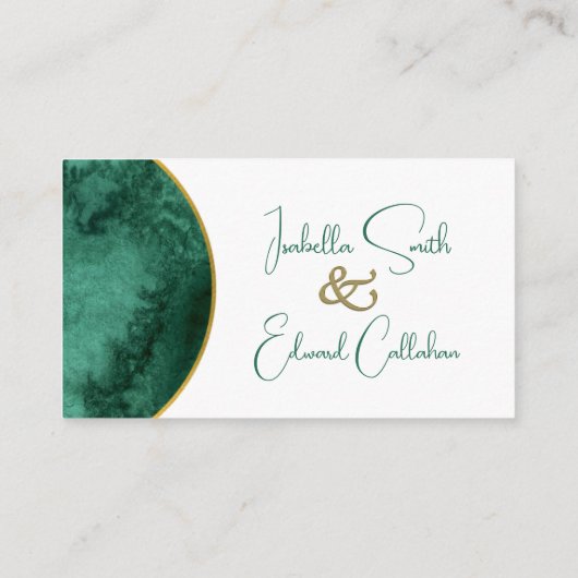 エメラルドモダングリーンウォーター結婚カラーのウェブサイト エンクロージャーカード (裏面)
