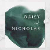 エメラルドモダングリーンウォーター結婚カラー婚約 ワインラベル (シングルラベル)