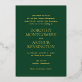 エメラルドモダングリーンエレガントな結婚式 箔招待状 (正面)