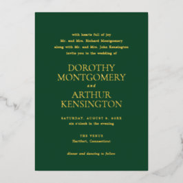 エメラルドモダングリーンエレガントな結婚式 箔招待状