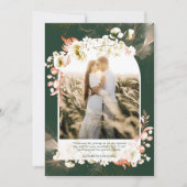 エメラルドモダングリーンサンゴフローラ写真ありがとう サンキューカード (正面)