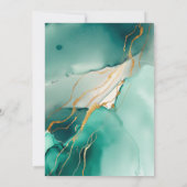 エメラルドモダングリーンビーチ結婚式救写真日付 招待状 (裏面)