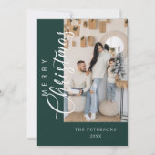 エメラルドモダングリーンフォトクリスマスグリーティング シーズンカード (正面)