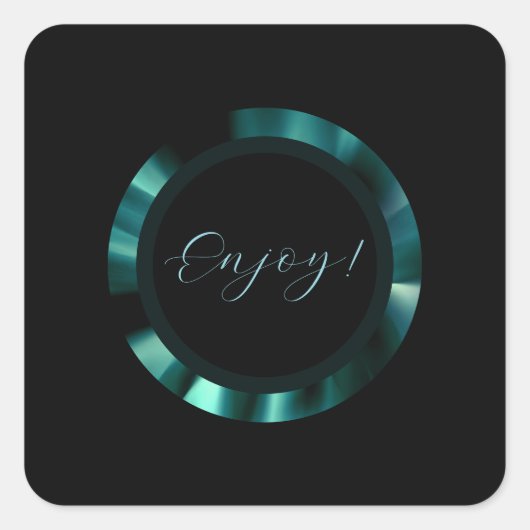 エメラルドモダングリーンフローラ – ブラックアクセント紙 スクエアシール (正面)