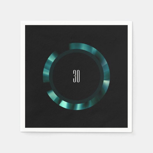 エメラルドモダングリーンフローラ – ブラックアクセント紙 スタンダードカクテルナプキン (正面)