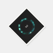 エメラルドモダングリーンフローラ – ブラックアクセント紙 スタンダードカクテルナプキン (角)