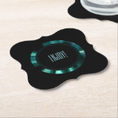 エメラルドモダングリーンフローラ – ブラックアクセント紙 ペーパーコースター (アングル)