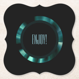 エメラルドモダングリーンフローラ – ブラックアクセント紙 ペーパーコースター