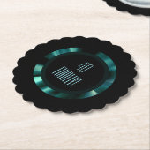 エメラルドモダングリーンフローラ – ブラックアクセント紙 ペーパーコースター (アングル)