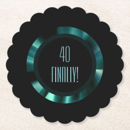 エメラルドモダングリーンフローラ – ブラックアクセント紙 ペーパーコースター