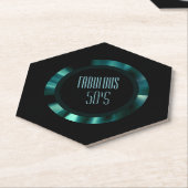 エメラルドモダングリーンフローラ – ブラックアクセント紙 ペーパーコースター (アングル)