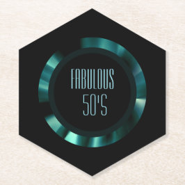 エメラルドモダングリーンフローラ – ブラックアクセント紙 ペーパーコースター