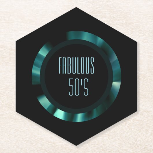 エメラルドモダングリーンフローラ – ブラックアクセント紙 ペーパーコースター (正面)