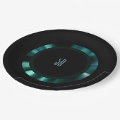 エメラルドモダングリーンフローラ – ブラックアクセント紙 ペーパープレート (アングル)