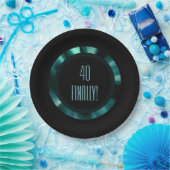 エメラルドモダングリーンフローラ – ブラックアクセント紙 ペーパープレート (パーティー)