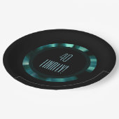 エメラルドモダングリーンフローラ – ブラックアクセント紙 ペーパープレート (アングル)