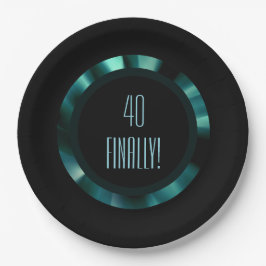 エメラルドモダングリーンフローラ – ブラックアクセント紙 ペーパープレート