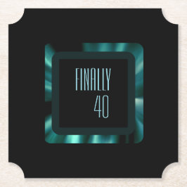 エメラルドモダングリーンフローラ – 黒アクセント ペーパーコースター