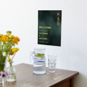 エメラルドモダングリーンブラックウェルカムゴールドフォイル 箔ポスター (レイダウン (キッチン))