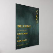 エメラルドモダングリーンブラックウェルカムゴールドフォイル 箔ポスター (レイダウン)