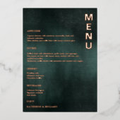 エメラルドモダングリーンブラックエレガントなウェディングメニュー 箔招待状 (正面)