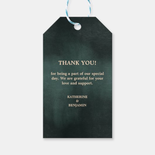 エメラルドモダングリーンブラックエレガントな結婚式 ギフトタグ (正面)