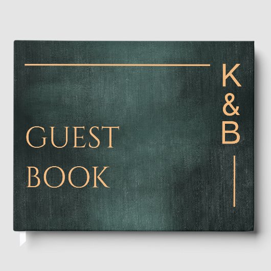 エメラルドモダングリーンブラックエレガントな結婚式 ゲストブック (正面)