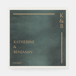 エメラルドモダングリーンブラックエレガントな結婚式 スタンダードランチョンナプキン