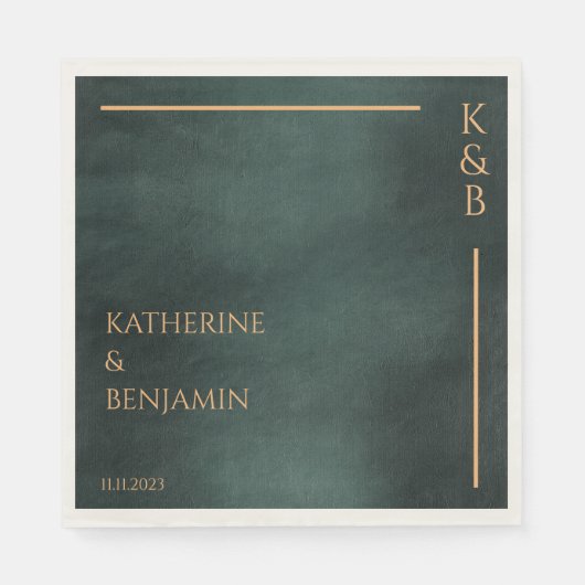 エメラルドモダングリーンブラックエレガントな結婚式 スタンダードランチョンナプキン (正面)