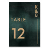 エメラルドモダングリーンブラックエレガントな結婚式 テーブルナンバー (正面)