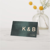 エメラルドモダングリーンブラックエレガントな結婚式 プレイスカード (裏面)