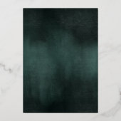 エメラルドモダングリーンブラックエレガントな結婚式 箔招待状 (裏面)