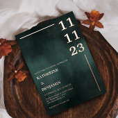 エメラルドモダングリーンブラックエレガントな結婚式 箔招待状