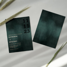 エメラルドモダングリーンブラックエレガントな結婚式 箔招待状