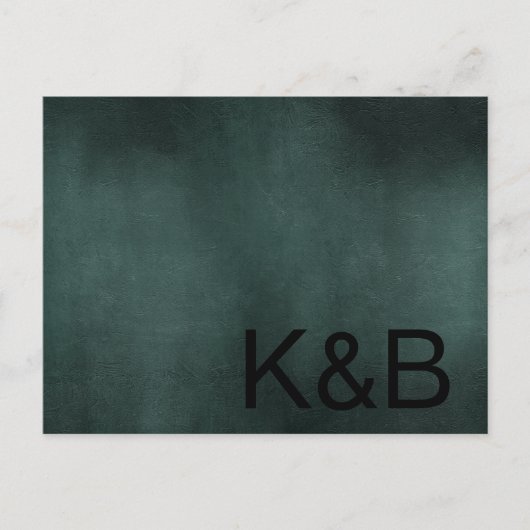 エメラルドモダングリーンブラックエレガントウェディングRSVP シーズンポストカード (正面)