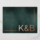 エメラルドモダングリーンブラックエレガントウェディングRSVP 箔シーズンポストカード (正面)