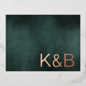 エメラルドモダングリーンブラックエレガントウェディングRSVP 箔シーズンポストカード (正面)