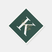 エメラルドモダングリーンモノグラムスクリプト スタンダードカクテルナプキン (角)