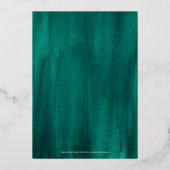 エメラルドモダングリーン抽象芸術絵を描ア結婚ート 箔招待状 (裏面)