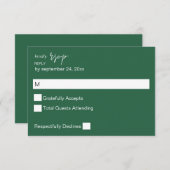 エメラルドモダングリーン書道no Meal RSVP (正面/裏面)