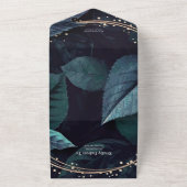 エメラルドモダングリーン熱帯デスティネーションウェディング オールインワン招待状 (外側)