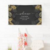 エメラルドモダングリーン熱帯デスティネーションウェディング 横断幕 (インサイチュ)