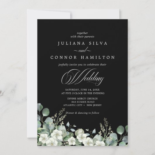 エメラルドモダングリーン結婚式招待状 招待状 (正面)