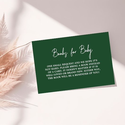 エメラルドモダングリーン赤ちゃんシャワーブックリクエスト エンクロージャーカード