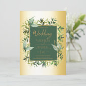 エメラルドモダングリーン金ゴールドの緑の結婚式の招待 招待状 (スタンド正面)