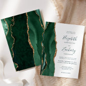 エメラルドモダングリーン金ゴールドアゲートスクリプ結婚ト 招待状