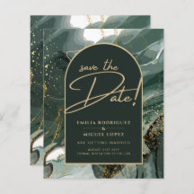 エメラルドモダングリーン金ゴールドアゲートマーブル結婚ズ