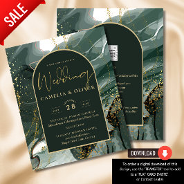 エメラルドモダングリーン金ゴールドアゲートマーブル結婚ズ